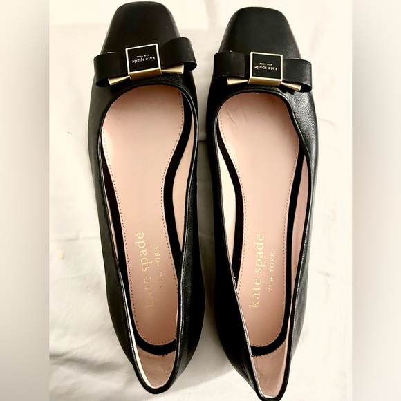 NWOT Kate Spade Leather Flats- Women's Bowdie Slip On Pointed Toe Ballet - Picture 1 of 4